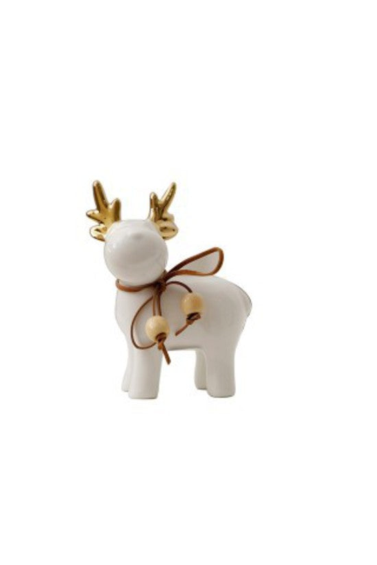 Porcelain Deer White w/Gold Antlers SML