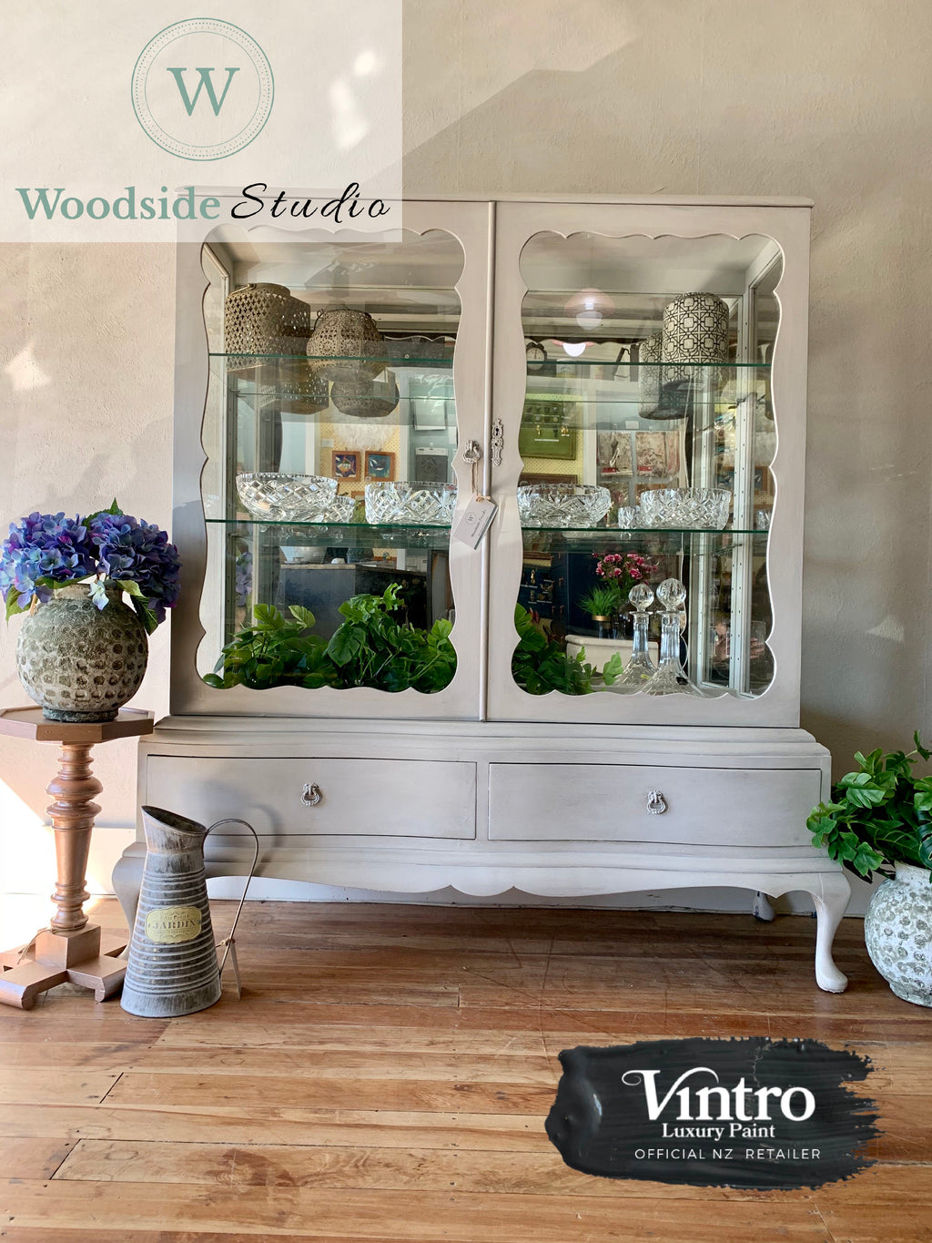 Silver Washed China Cabinet
