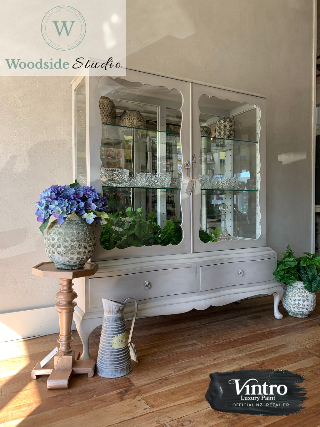 Silver Washed China Cabinet