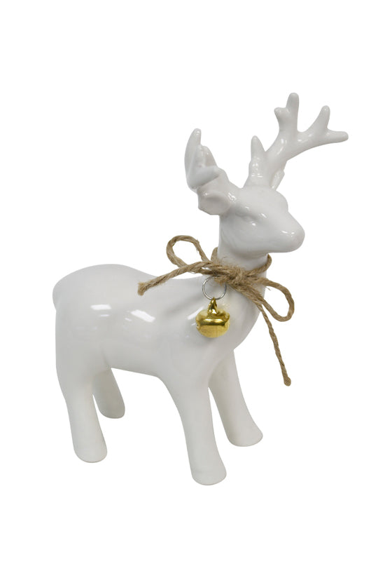 Deer White Porcelain Standing with Bow