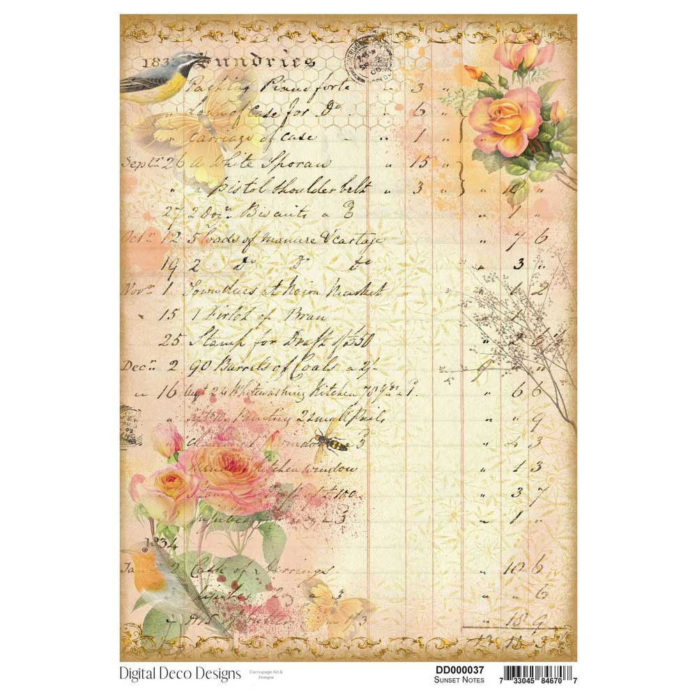 Sunset Notes - A4 DDD Rice Paper