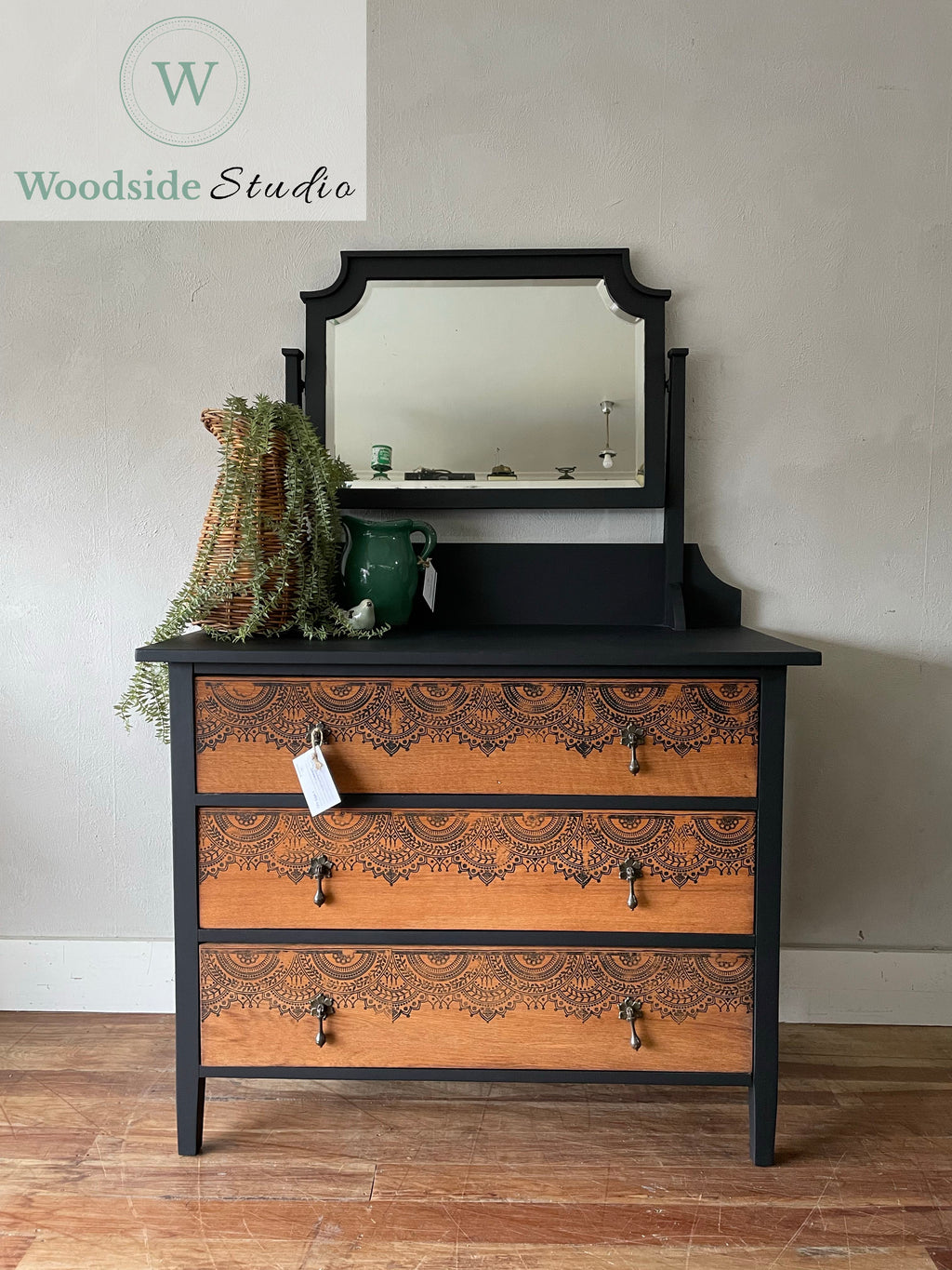 Bohemian Oak Dresser with Mirror