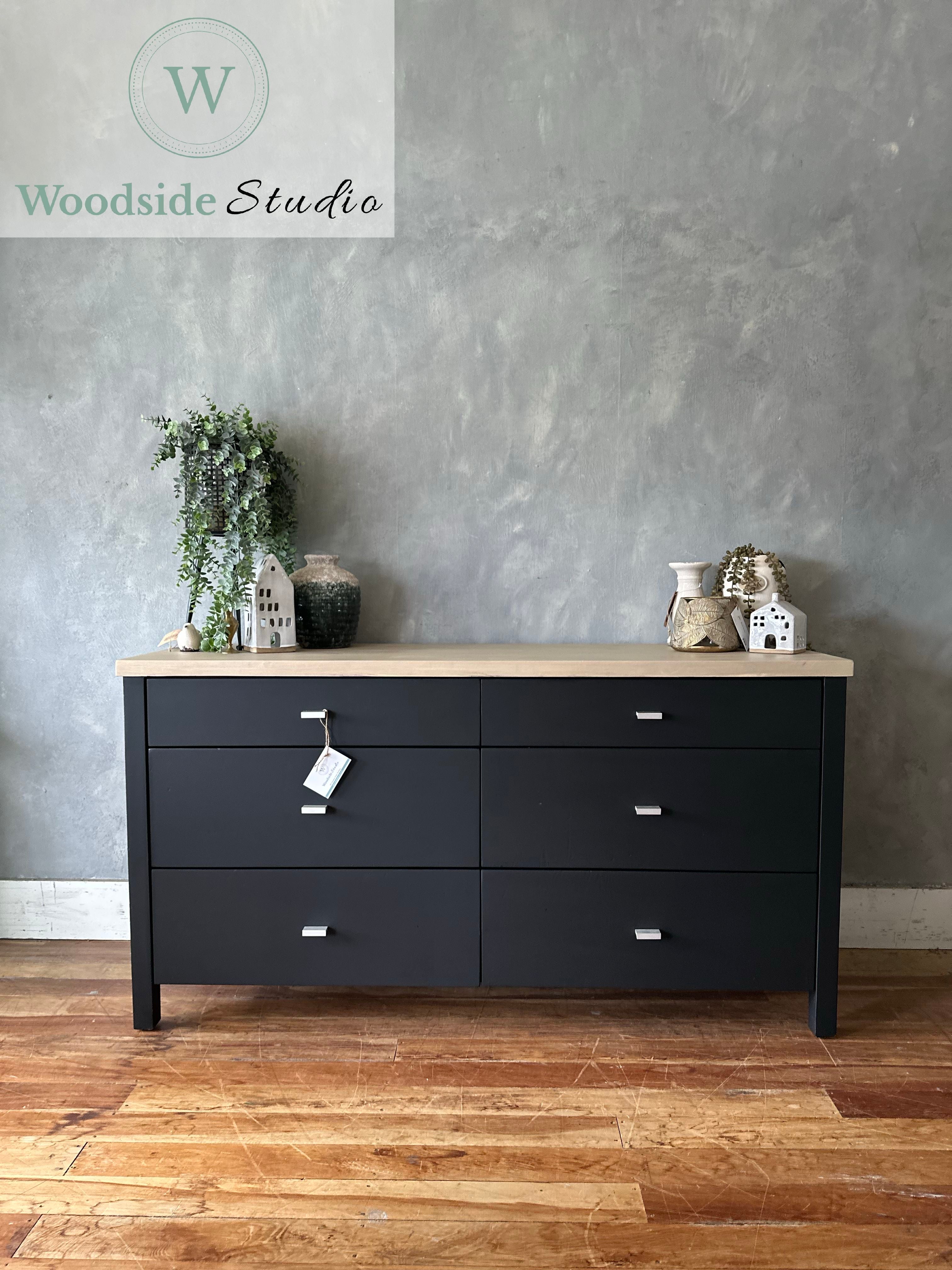 Black lowboy drawers discount