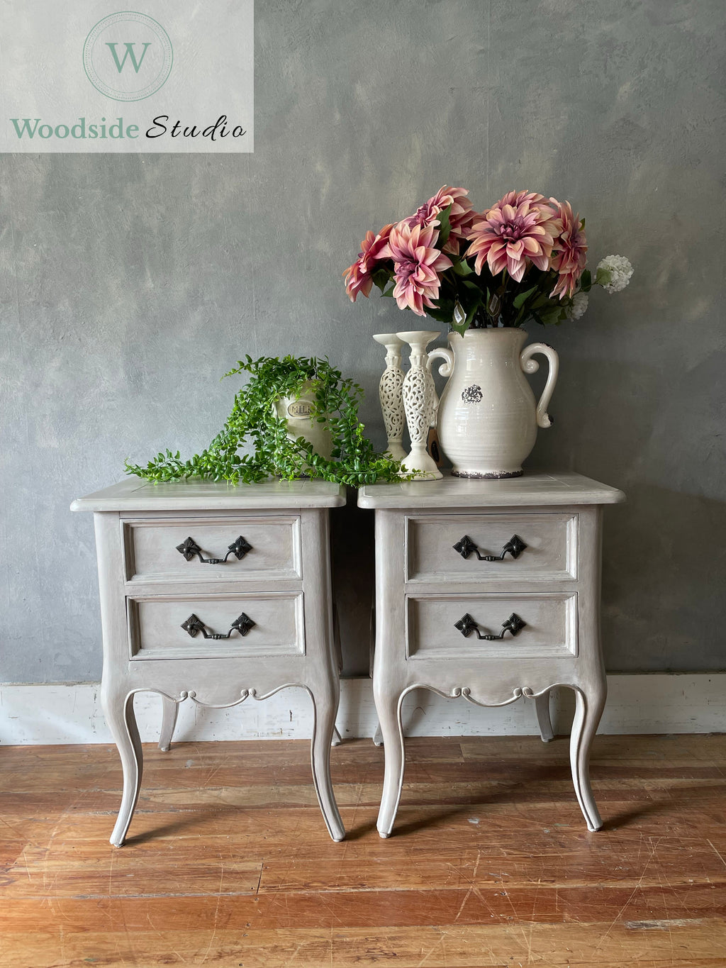 French Rustic Bedside Pair
