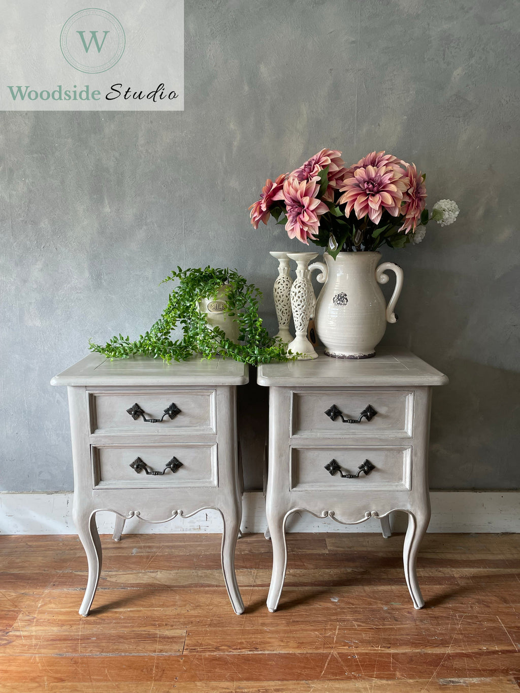 French Rustic Bedside Pair