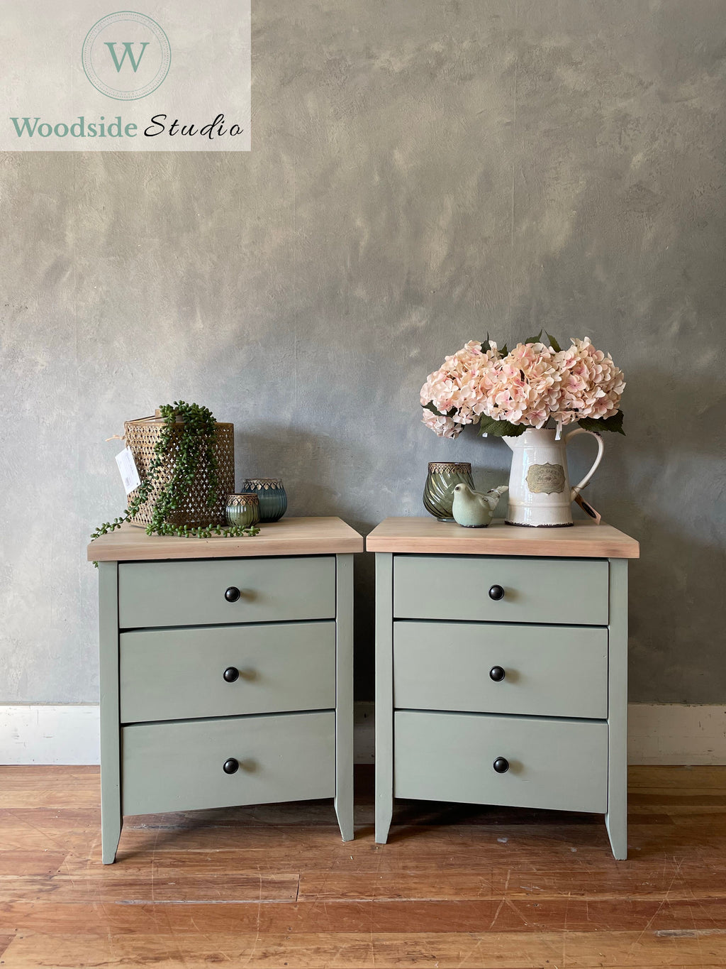 Rubbed Sage Bedside Pair