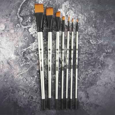 Art Basics - Paint Brush Set - 7 Assorted Long Brushes